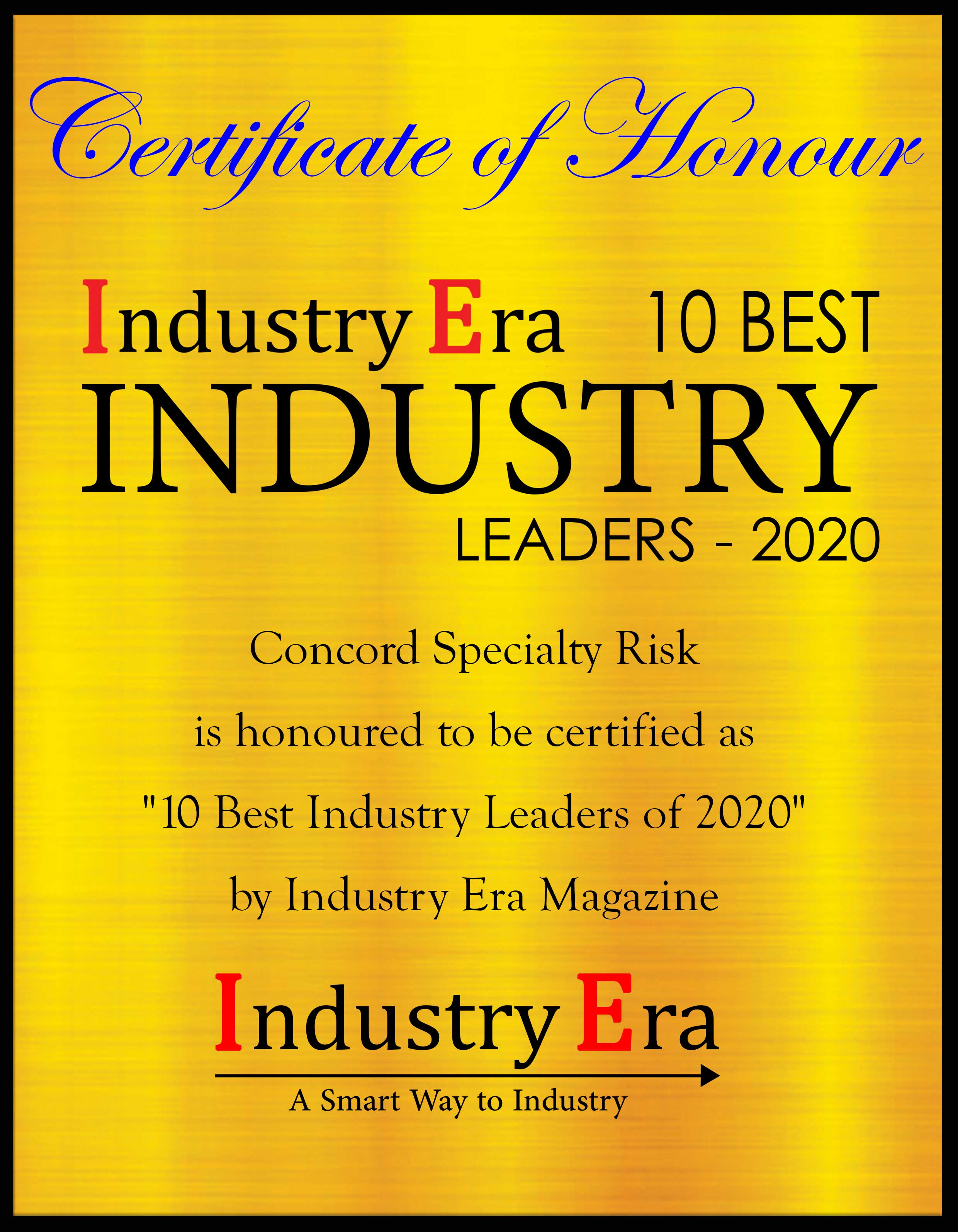 David S. De Berry, Esq., CEO of Concord Specialty Risk Certificate
