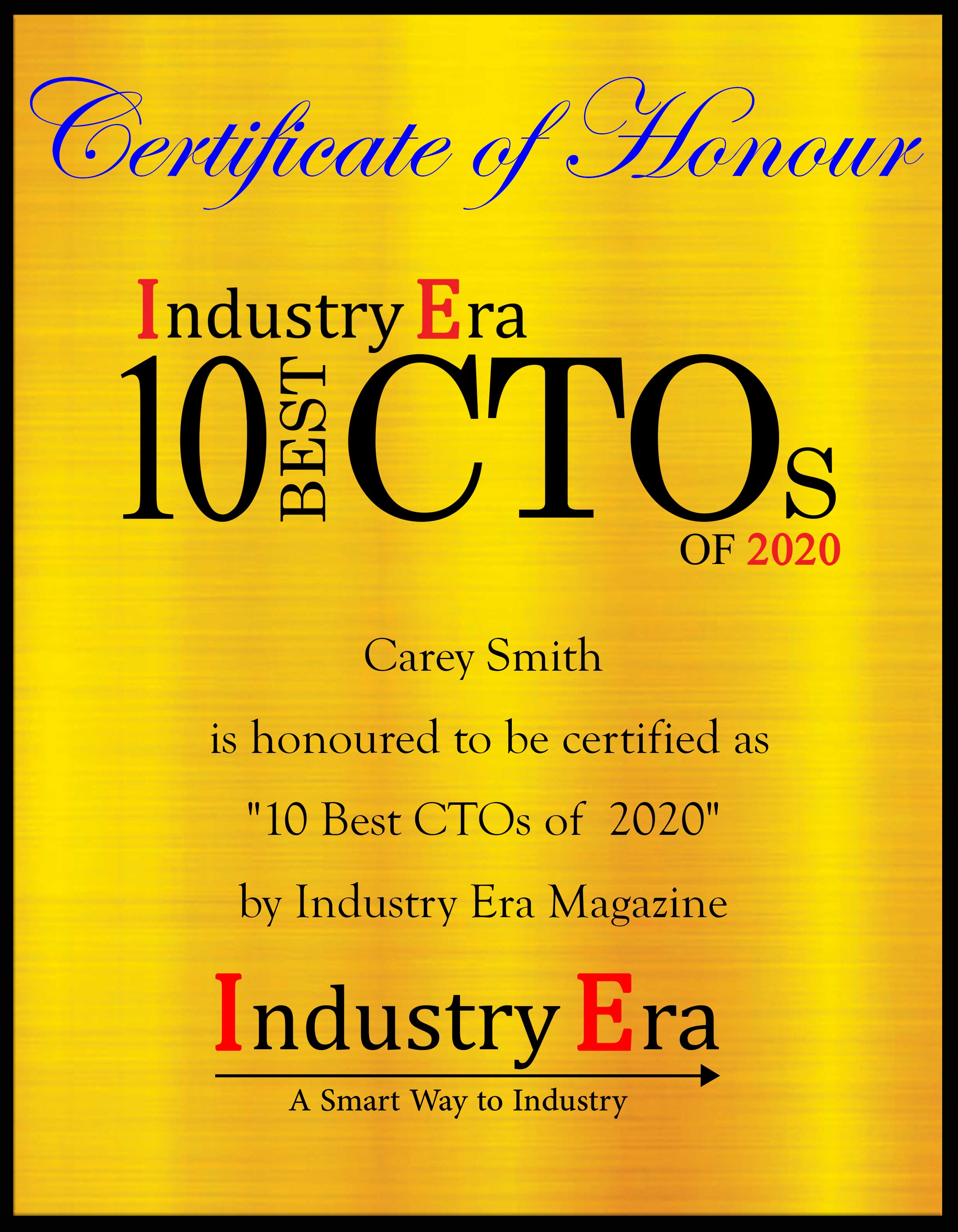 Carey Smith VP CTO Constellation Certificate