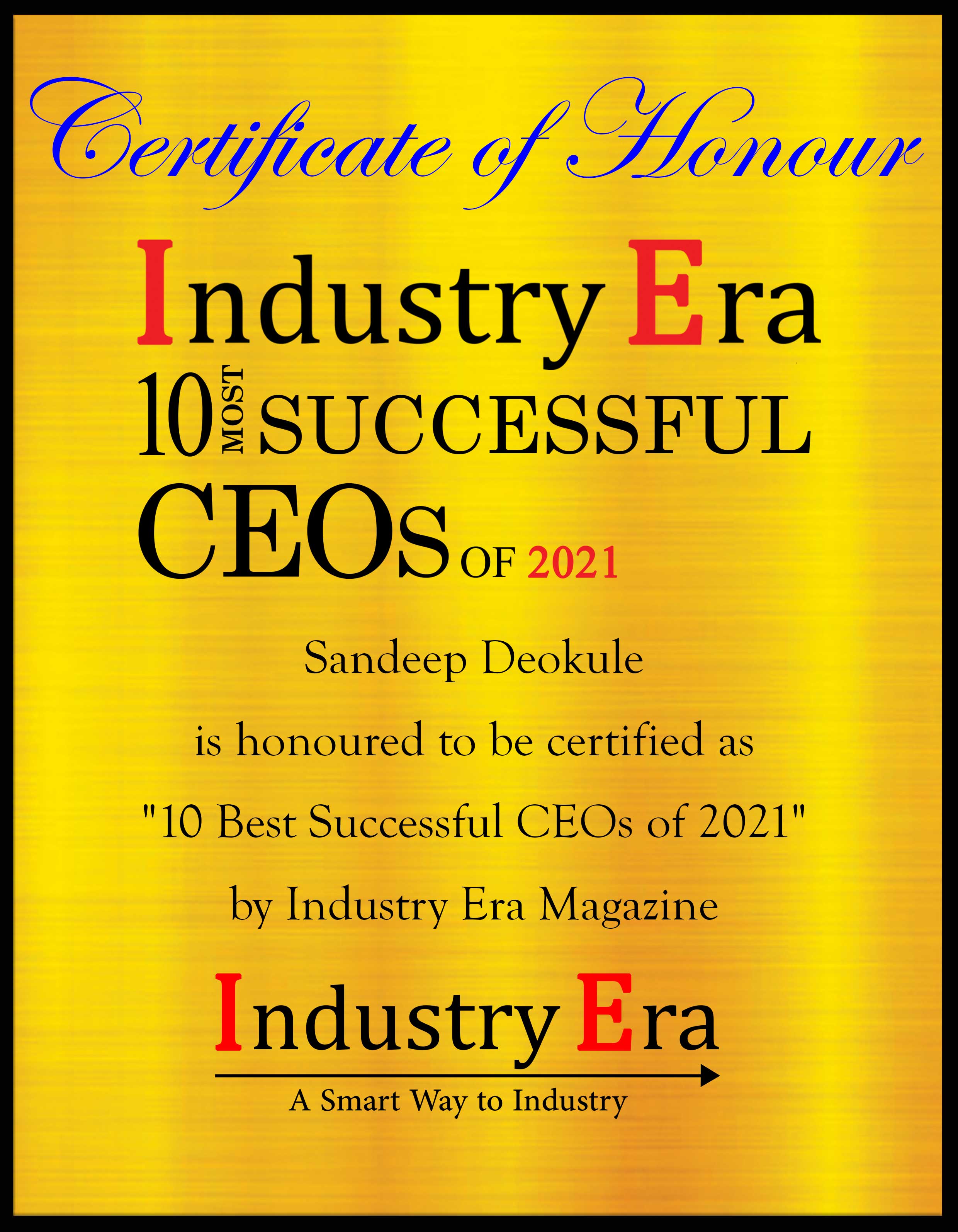 Sandeep Deokule, Founder & CEO of DevCool Inc. Certificate