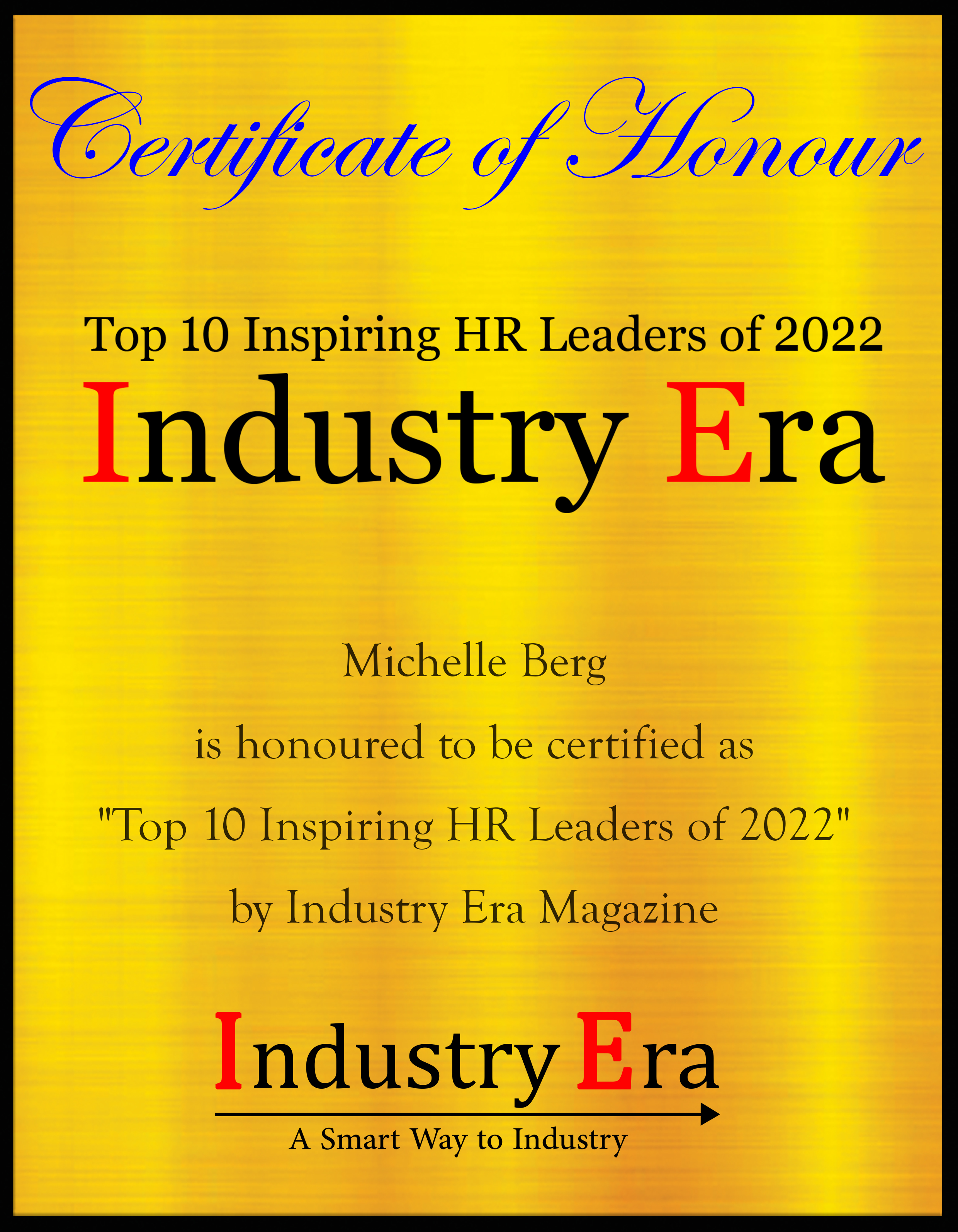 Michelle Berg, CPHR at Elevated HR Solutions Certificate