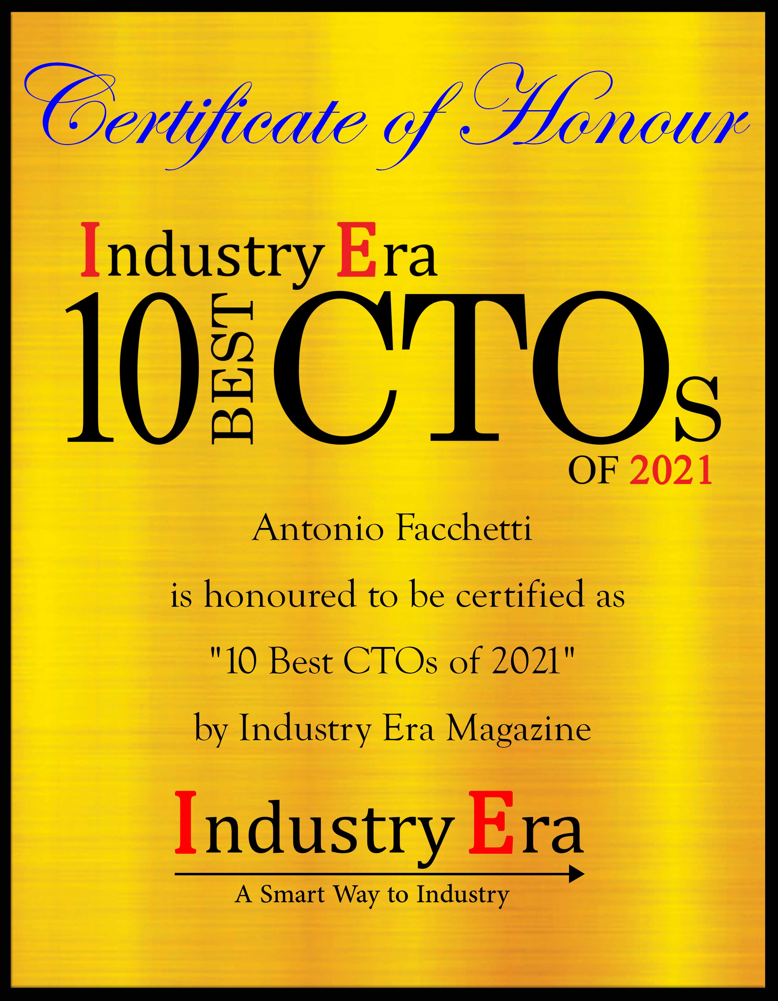 Antonio Facchetti, Founder & CTO of Flexterra Inc Certificate