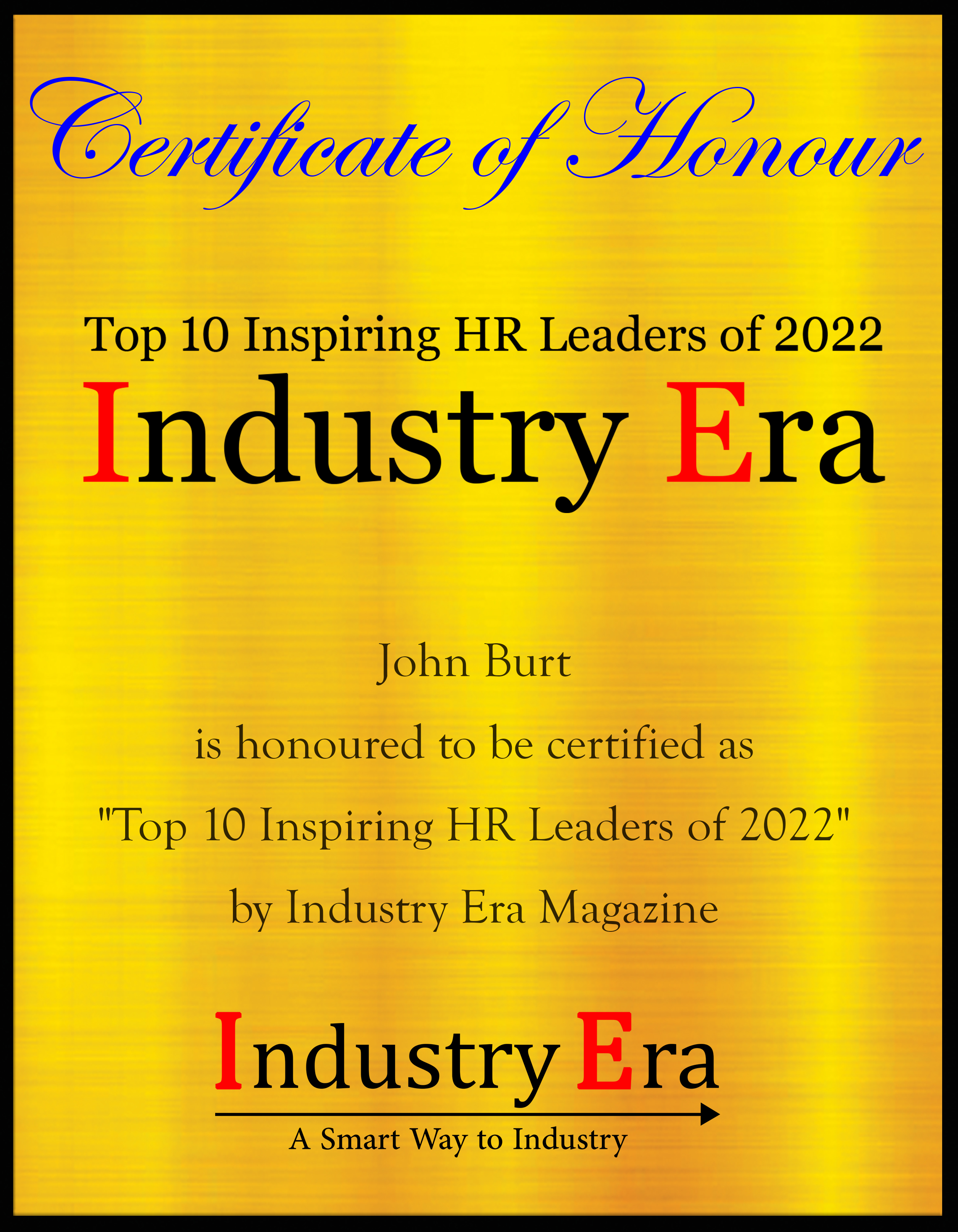 John Burt, CEO and Co-founder of JumpStart Advisory Group Certificate