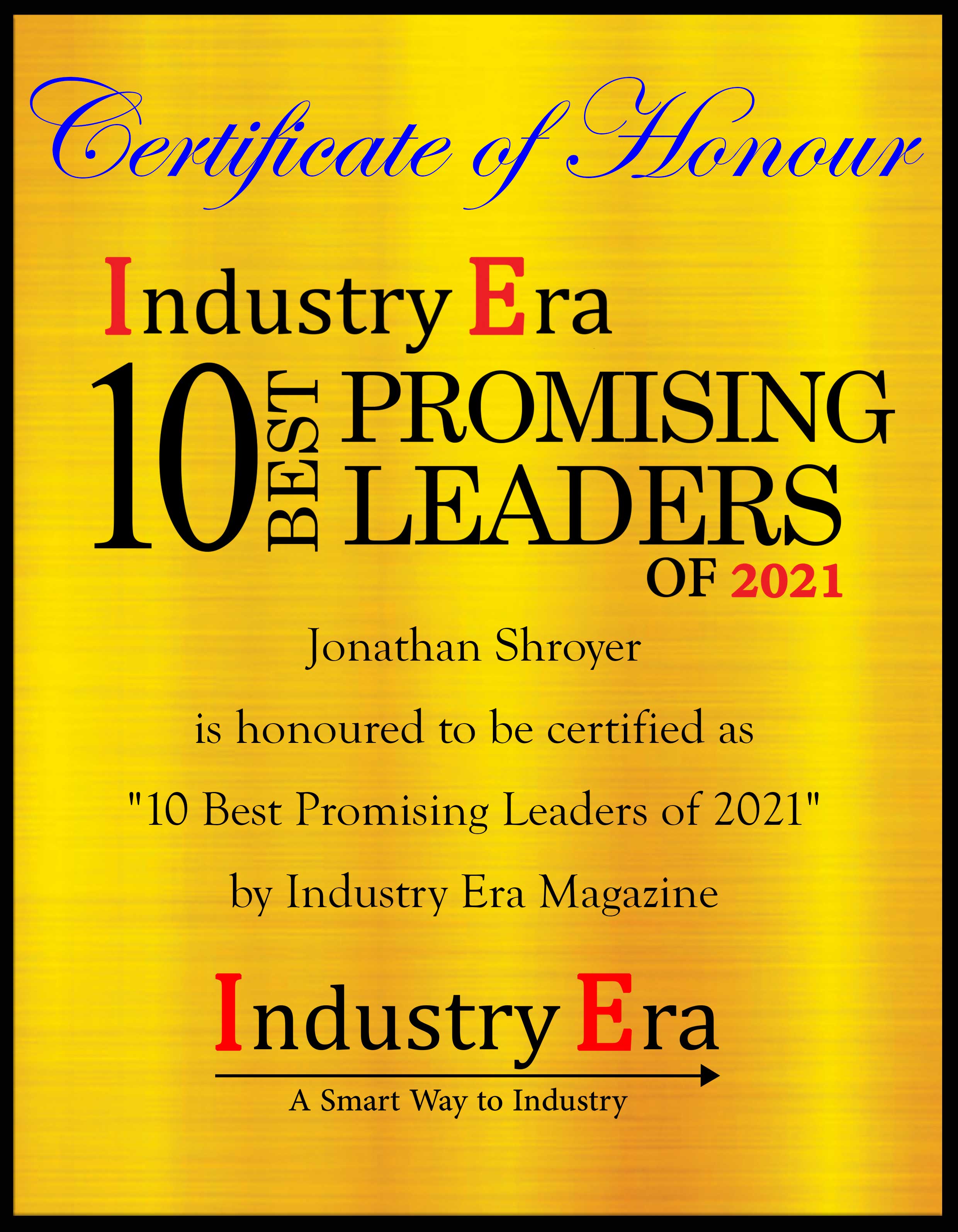 Jonathan Shroyer, CEO and Founder of Officium Labs Certificate