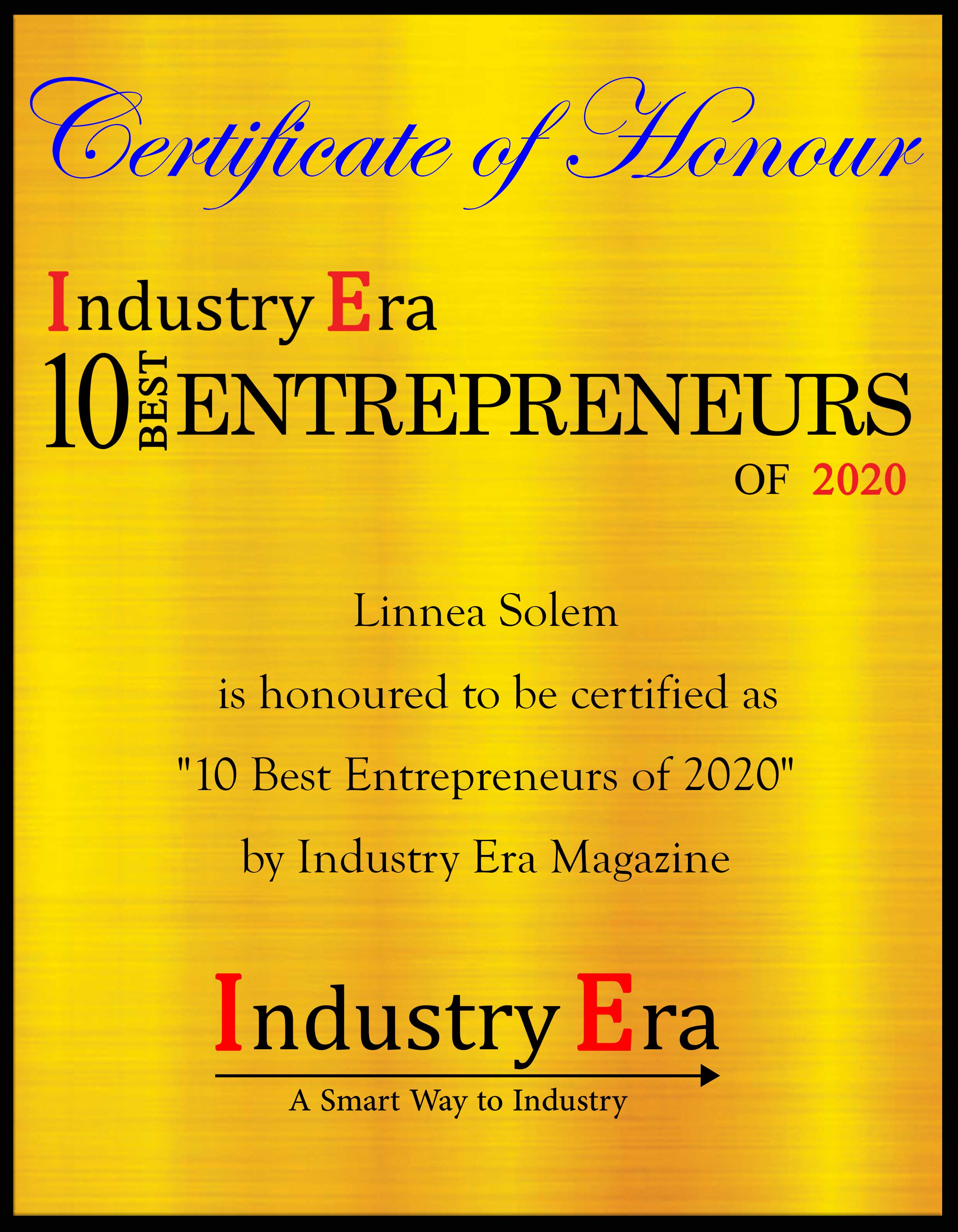 Linnea Solem, CEO and Founder of Solem Risk Partners LLC, 10 Best Entrepreneurs of Year 2020