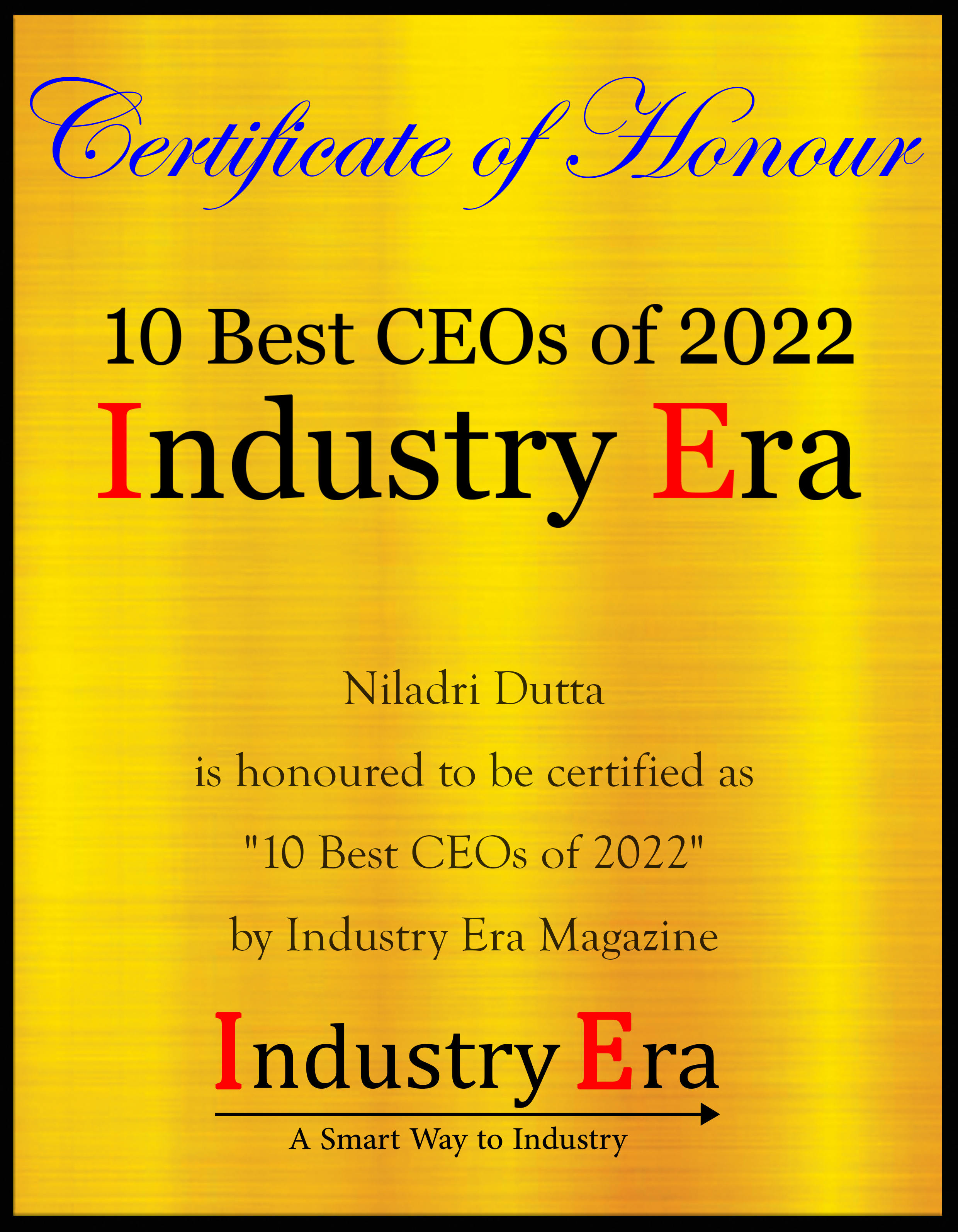 Niladri Dutta, CEO of Tardid Technologies Certificate