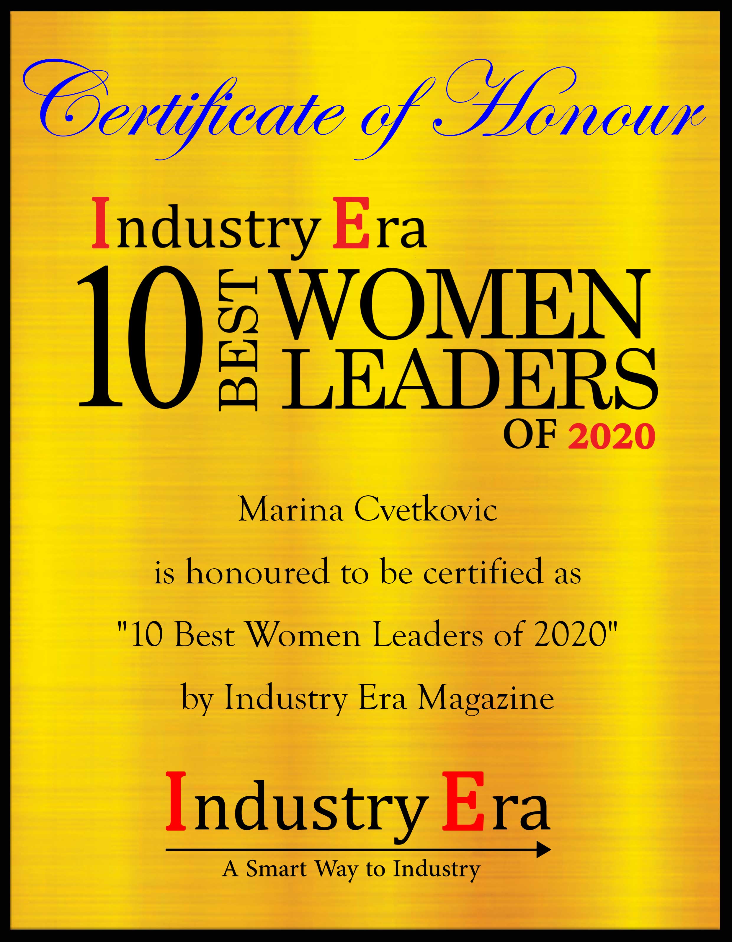 Marina Cvetkovic, Chief Commercial Officer of The NextGen Project Certificate