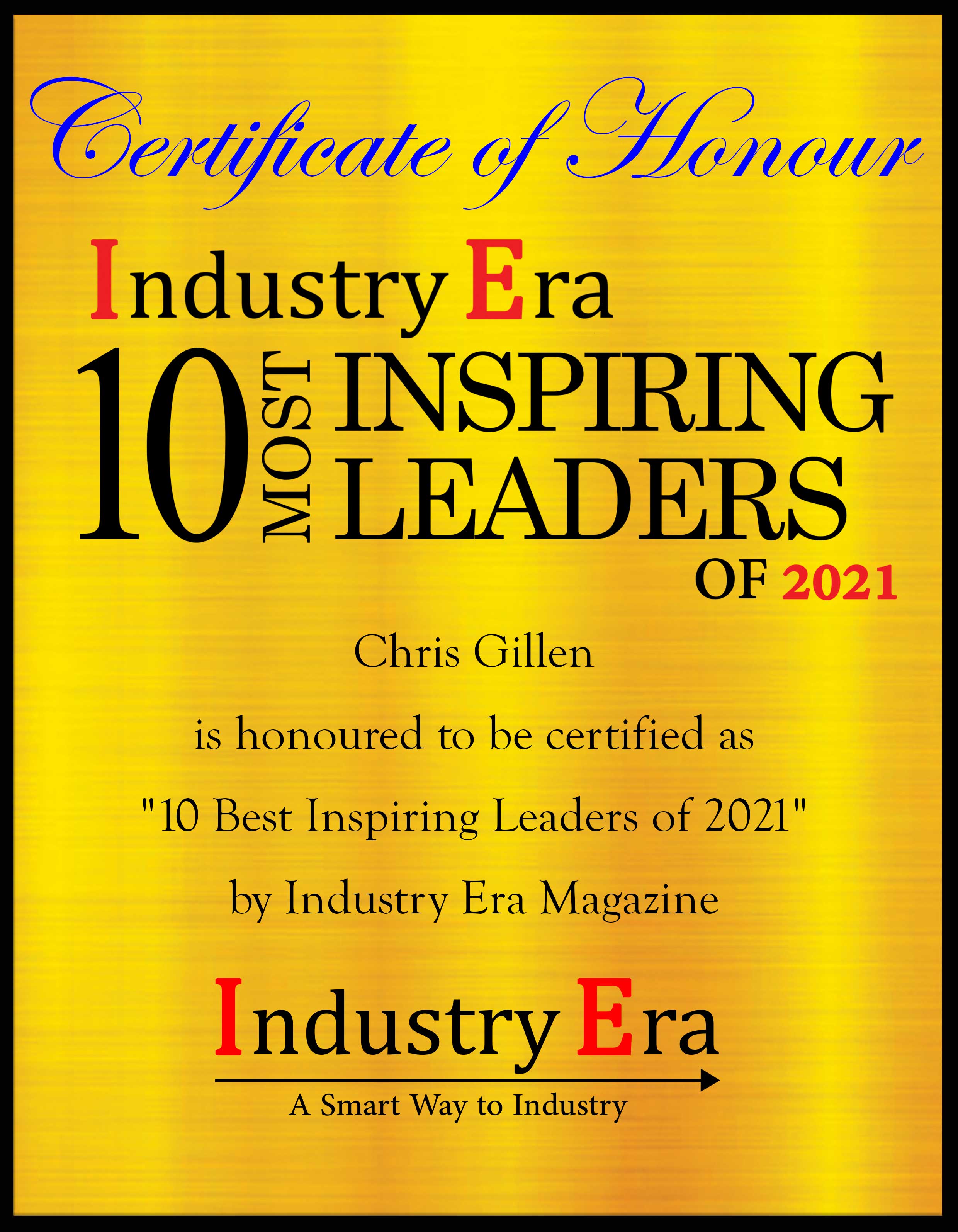 Chris Gillen, CEO of Total Support Solutions Certificate